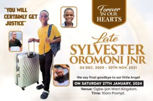SUNSET AT DAWN: Sylvester Oromoni's family announces late Dowen College Student funeral rite 